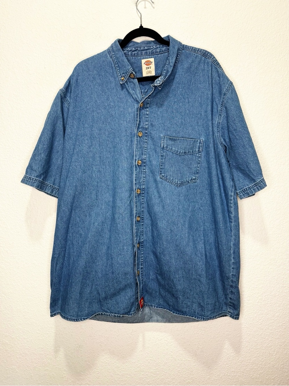Dickies Denim Shirt Button Up Shirt Sleeve Pocket 2XT